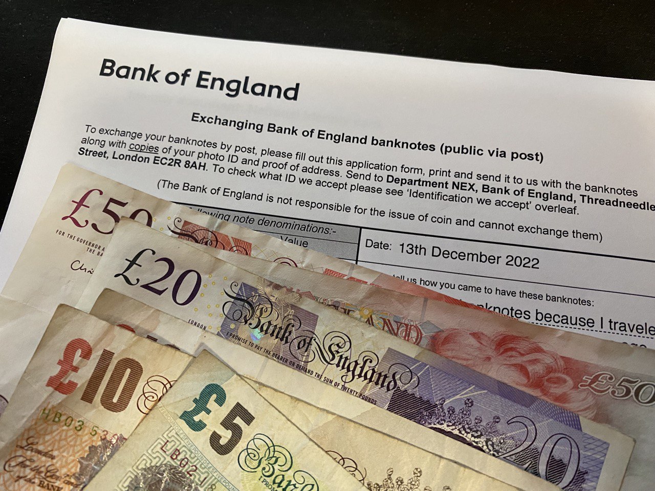 Cambiar libras fuera de circulación en el Banco de Inglaterra